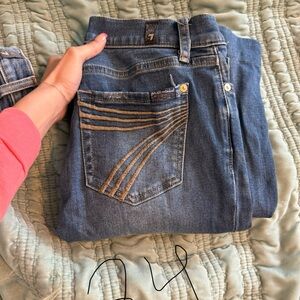 7 For All Mankind Indigo Boot Cut Jeans with Decorative Stitching